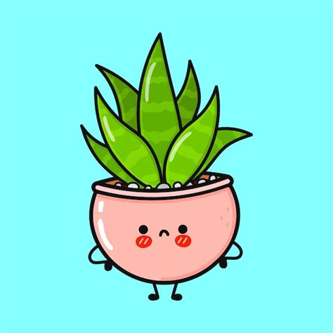 Lindo Personaje De Planta De Interior Enojado Vector Premium