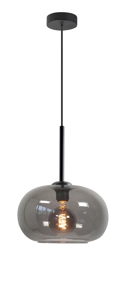 Hanglamp Glas Zwart Grijs O G Vol Verlichting