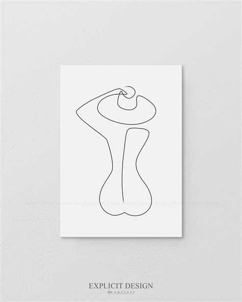 Abstract One Line Figure féminine Imprimable Minimalist Nude Woman In