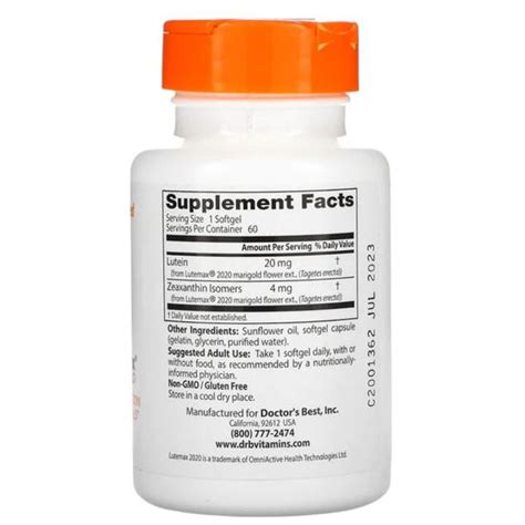 Doctor S Best Lutein With Lutemax 20mg Softgels Sales