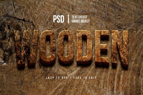 Realistic 3d Wood Texture Text Effect Graphic By Rifaudin28 Creative