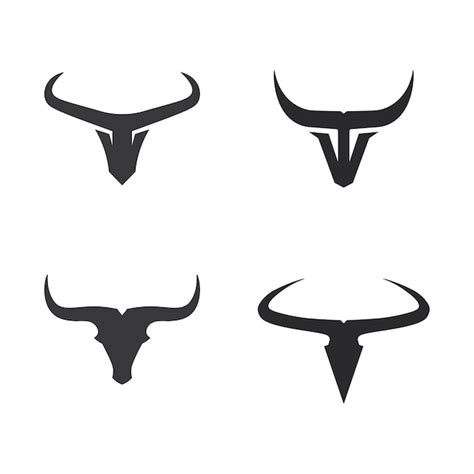 Taureau Et Vache Logo Design Icône Vecteur Corne Animaux Vecteur Premium