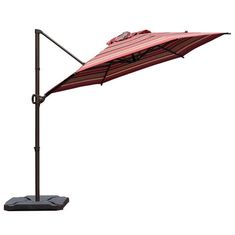 Feet Offset Cantilever Umbrella With Cross Base Striped Cantilever