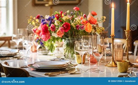 Holiday Celebration Table Decor, Festive Tablescape in Dining Room ...