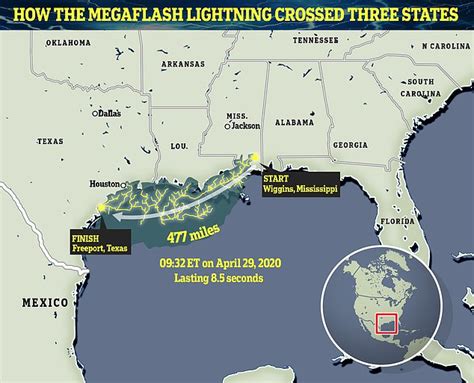 World S Longest Lightning Bolt Stretched More Than 477 Miles Over The Us Daily Mail Online