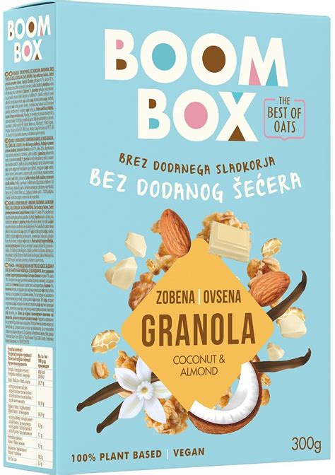 BOOM BOX ovsena granola kokos badem bela čokolada 300g Cenoteka