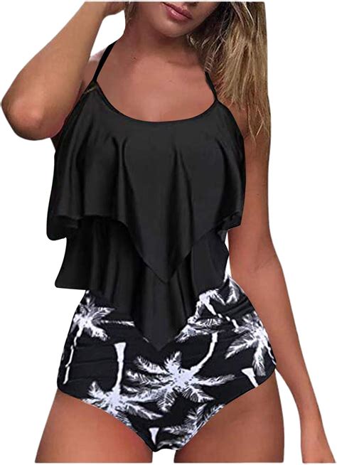 Yeyeyo Damen Bademode Frauen Zweiteilige Tankini Badeanzüge High Waist