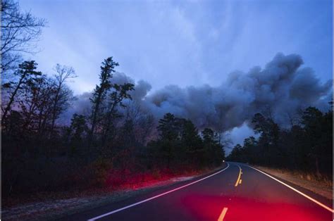 Big Flames Raining Embers In New Jersey Pine Barrens Fire