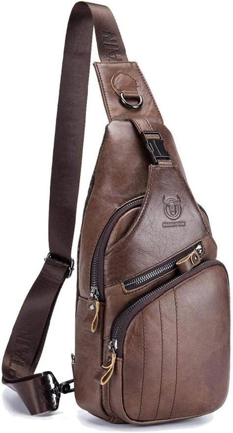 Sac Poitrine en Cuir Sac à bandoulière en Cuir pour Homme Sac à Dos