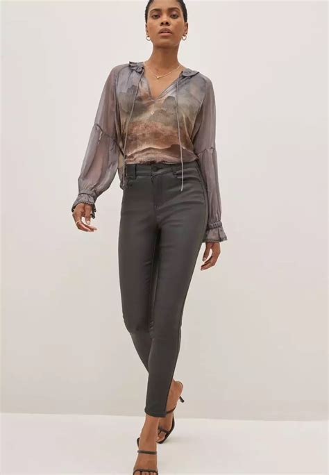 Buy Next Long Sleeve V Neck Sheer Blouse With Lace Trim Detail 2024