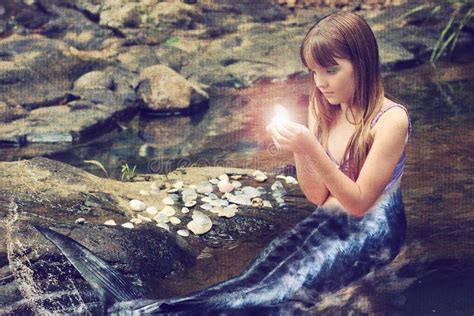 Beautiful Girl In The Image Of A Mermaid Stock Photo - Image of magic ...