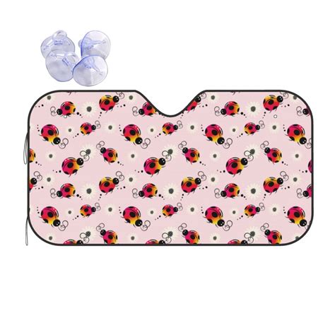 Tebeau Ladybugs And Flower Print Foldable Car Windshield Sun Shades