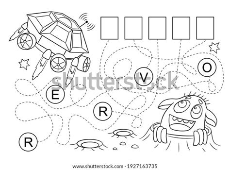 Aliens Coloring Book Lettering Game For Children Monsters Vector