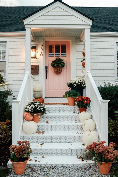 Fall Front Porch and Tile Front Steps - Nesting With Grace