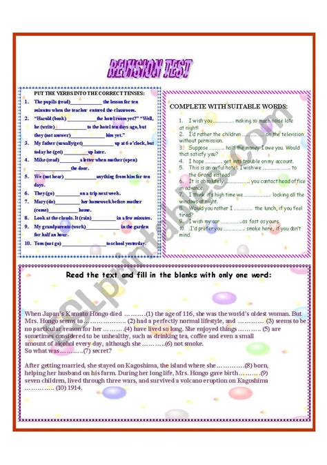 Complex Test Esl Worksheet By Georgya