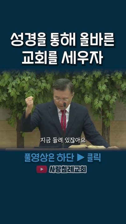 성경을 통해 올바른 교회를 세우자 정동수 목사 사랑침례교회 Youtube