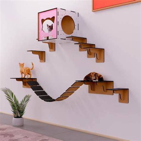 Kit Playground Gatos Ponte Caixa 8 Peças Decorado Envio 24h Decoraset