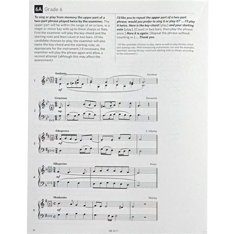 Abrsm Specimen Aural Tests Grade Euphony Musical