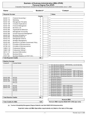 Fillable Online X. Business Administration Curriculum and Degree ...