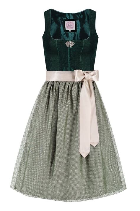 Midi Dirndl Cm Dunkelgr N Hellgr N Samt Greta Dirndl