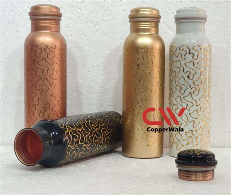 Pure Copper Water Bottle 34 Oz With Lid Ayurvedic Copper Etsy