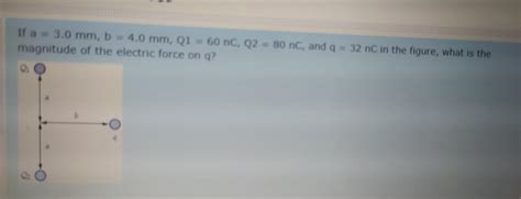 Solved If A 3 0 Mm B 4 0 Mm Q1 60 NC Q2 80 NC Chegg