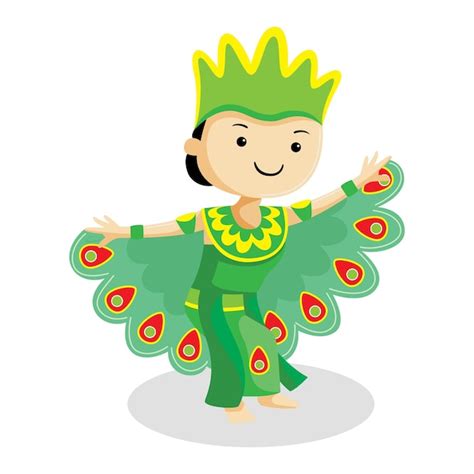 Premium Vector Merak Dance From West Java Vector Illustration