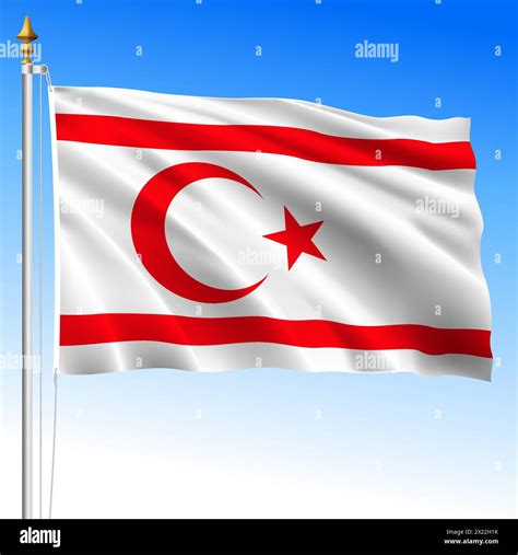 Northern Cyprus Official National Waving Flag On The Flagpole Cyprus