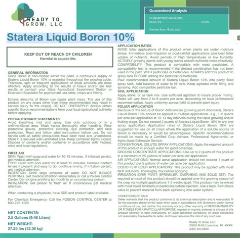 Statera Liquid Boron Ready To Grow