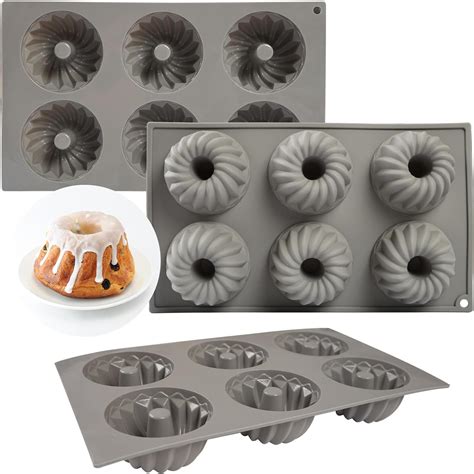 Elesinsoz 3pcs Mini Bundt Cake Pan 6 Cavity Thickened