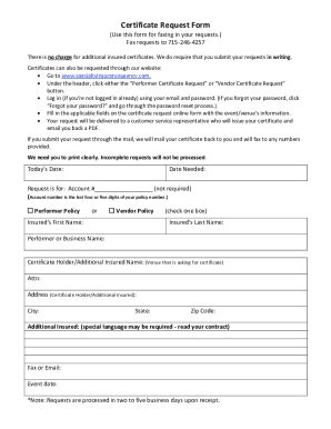 Fillable Online Fillable Online Certificate Request Form Fax Email