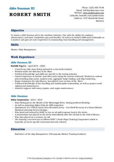 10 Able Seaman Resume Samples And Templates For 2025