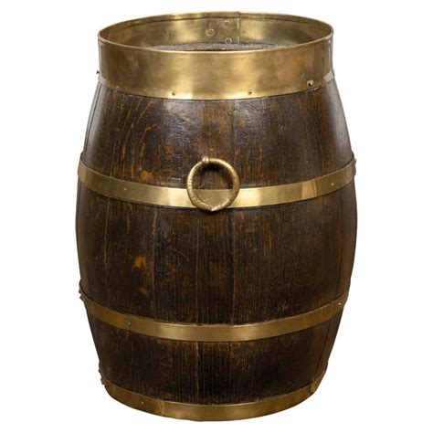 Rustic English Wooden Barrel With Metal Straps From The Late 19th Century For Sale At 1stdibs