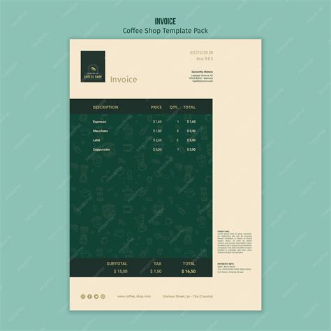 Free Psd Coffee Shop Invoice Template Pack