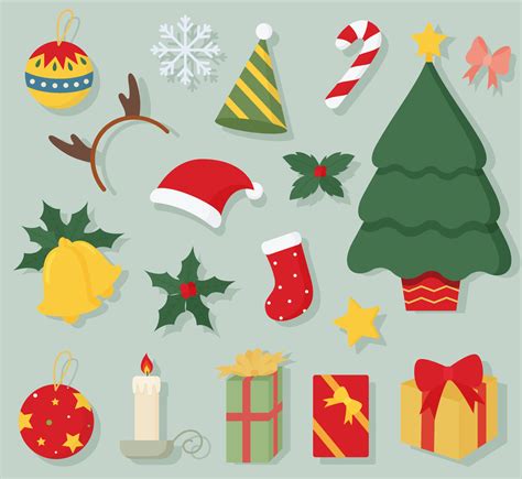 Christmas Items Colorful Cartoon Collection Vector Art At