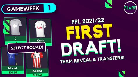 Fpl Gw First Draft Team Selection Draft Gameweek Fantasy