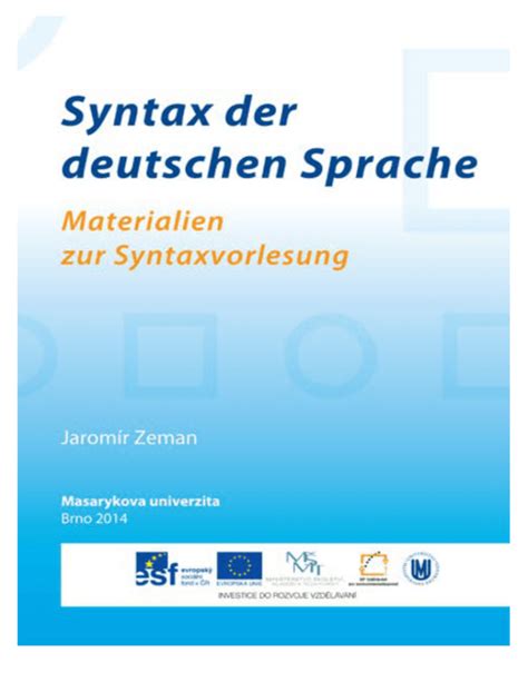 Syntax Der Deutschen Sprache Materialien Zur Syntaxvorlesung