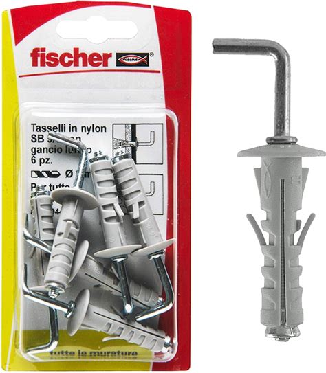 Fischer 6 Tasselli SB 9 Con Gancio Lungo Universali Per Il Fissaggio