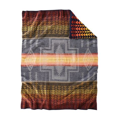 Pendleton Knit Harding Navy Jacquard Blanket Throw Made In Oregon