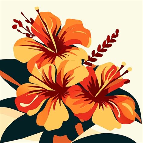 Premium Vector Hibiscus Flower Or Hibiscus Rosa Floral Flower Vector Illustration