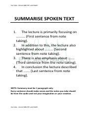 Summarize Spoken Text Key Points And Tips From Lecture Course Hero