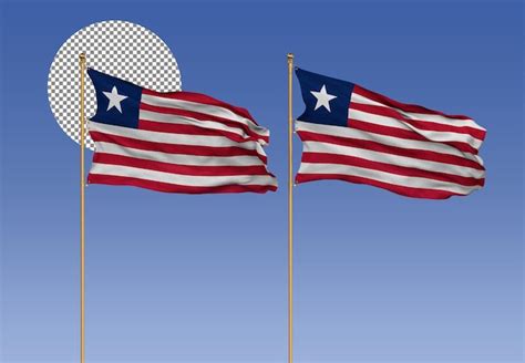 Premium Psd Liberia Wavy Flags With Pole D Rendering