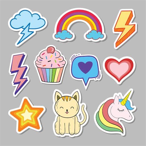 Premium Vector | Cute sticker collection for kids free vector