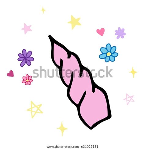 Cute Pink Unicorn Horn Drawing Doodle 库存矢量图（免版税）631029131 Shutterstock