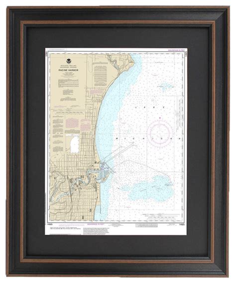 Poster Size Framed Nautical Chart Racine Harbor Traditional Prints