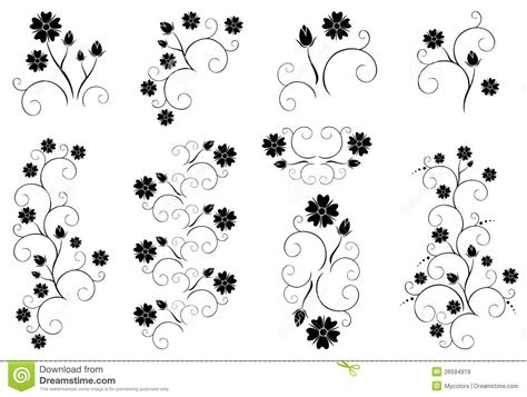 Conjunto De Elementos Florales Decorativos EPS Ilustración del Vector