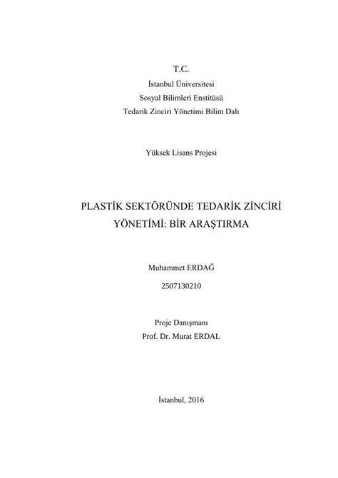 PDF PLASTİK SEKTÖRÜNDE TEDARİK ZİNCİRİ YÖNETİMİ PDF fileT C