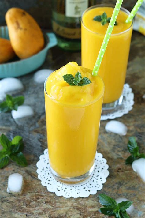 5 Minute Mango White Wine Slushie Summer Fruit Slushies Mango Slushy