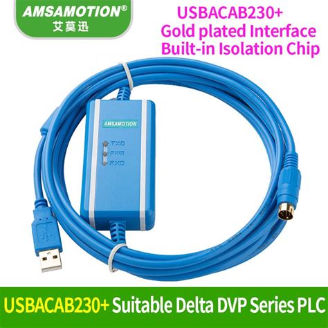 USB Cables Gold Plated Isolated AMSAMOTION USBACAB230 USB DVP For Delta