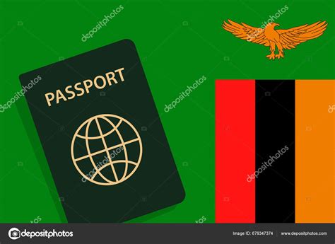 Zambia Passport Zambian Flag Background Vector Stock Vector By